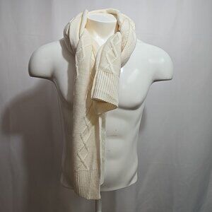 Pendleton Scarf 100% Merino Wool Unisex White Cable Knit 82" x 11"